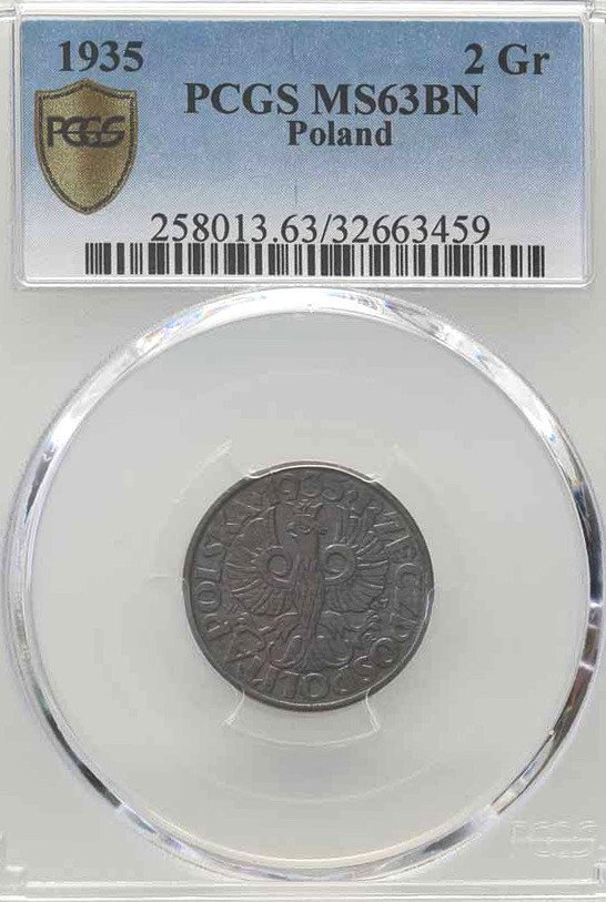 II RP. 5 groszy 1935 PCGS MS63 BN